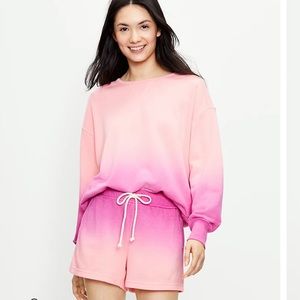 Lou and Grey Dip Dye Terry Sweatshirt barbiecore pink size medium petite